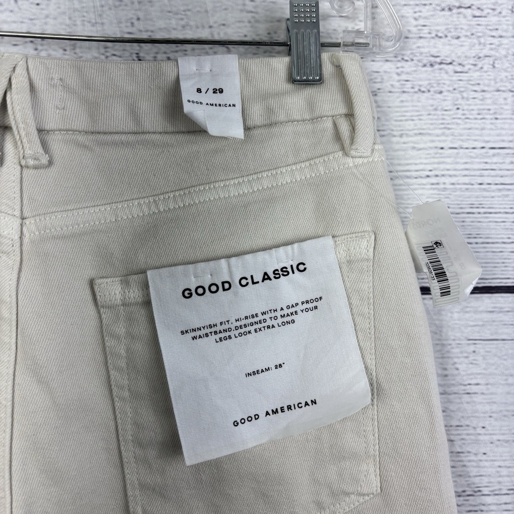 Good American Good Classic Jeans Size 8 Bone Color High Rise, Straight Leg Denim - Picture 5 of 11